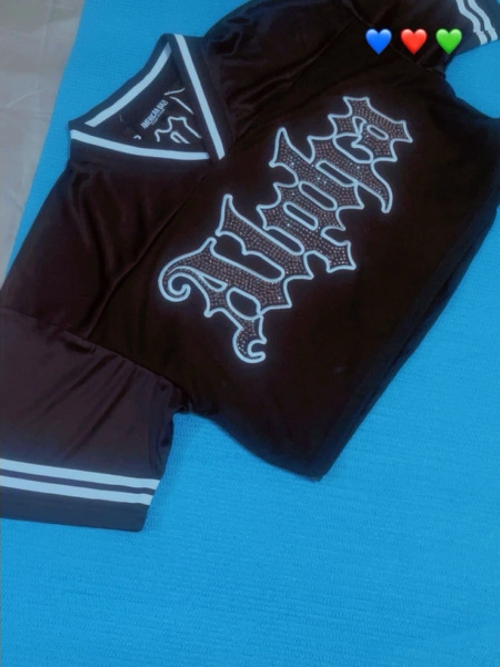 Black Rhinestone Embellished Jersey Top - Unbranded